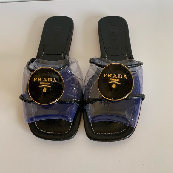 Prada Shoes - Prada black slip-on sandals size 7.5